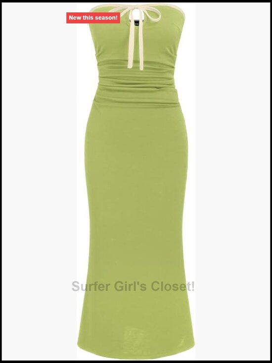 Dresses & Skirts - CIDER Strapless Ruched Bodycon Midi Dress Knotted Tie Cocktail Party